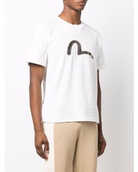 T-shirt girocollo ricamata bianca di Evisu