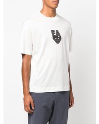 T-shirt girocollo ricamata bianca di Emporio Armani