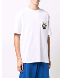 T-shirt girocollo ricamata bianca di Moschino