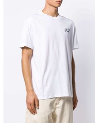 T-shirt girocollo ricamata bianca di Raf Simons