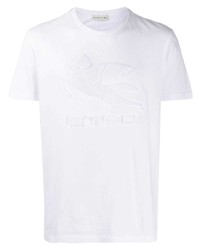 T-shirt girocollo ricamata bianca di Etro
