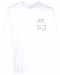 T-shirt girocollo ricamata bianca di Etro