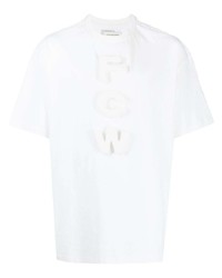 T-shirt girocollo ricamata bianca di Feng Chen Wang