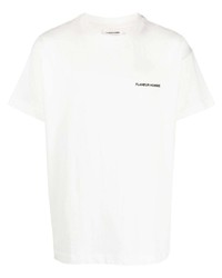 T-shirt girocollo ricamata bianca di Flaneur Homme