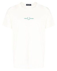 T-shirt girocollo ricamata bianca di Fred Perry