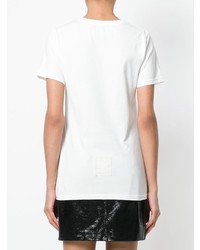 T-shirt girocollo ricamata bianca di Mr & Mrs Italy