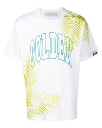 T-shirt girocollo ricamata bianca di Golden Goose