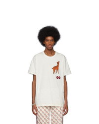T-shirt girocollo ricamata bianca di Gucci