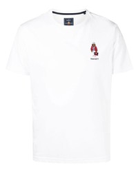 T-shirt girocollo ricamata bianca di Hackett