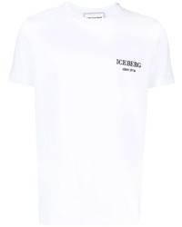 T-shirt girocollo ricamata bianca di Iceberg