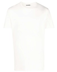 T-shirt girocollo ricamata bianca di Jil Sander