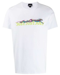 T-shirt girocollo ricamata bianca di Just Cavalli