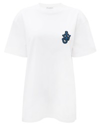 T-shirt girocollo ricamata bianca di JW Anderson