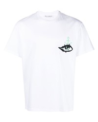 T-shirt girocollo ricamata bianca di JW Anderson