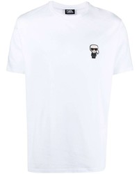 T-shirt girocollo ricamata bianca di Karl Lagerfeld
