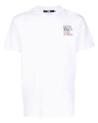 T-shirt girocollo ricamata bianca di Karl Lagerfeld