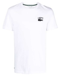 T-shirt girocollo ricamata bianca di Lacoste