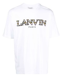 T-shirt girocollo ricamata bianca di Lanvin