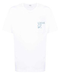 T-shirt girocollo ricamata bianca di Loewe