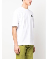 T-shirt girocollo ricamata bianca di Lacoste