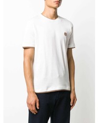 T-shirt girocollo ricamata bianca di Eleventy