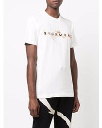T-shirt girocollo ricamata bianca di John Richmond