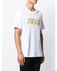 T-shirt girocollo ricamata bianca di VERSACE JEANS COUTURE