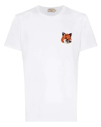 T-shirt girocollo ricamata bianca di MAISON KITSUNÉ
