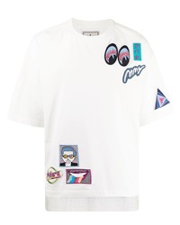 T-shirt girocollo ricamata bianca di Maison Mihara Yasuhiro