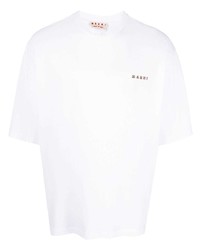 T-shirt girocollo ricamata bianca di Marni