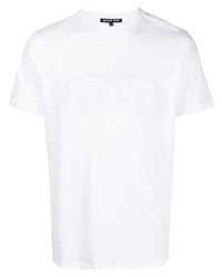 T-shirt girocollo ricamata bianca di Michael Kors