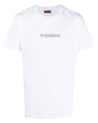 T-shirt girocollo ricamata bianca di Missoni
