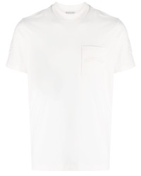 T-shirt girocollo ricamata bianca di Moncler