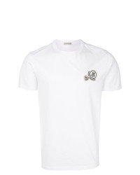 T-shirt girocollo ricamata bianca di Moncler