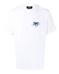 T-shirt girocollo ricamata bianca di MSGM