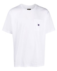 T-shirt girocollo ricamata bianca di Needles