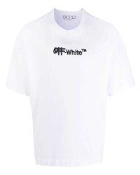 T-shirt girocollo ricamata bianca di Off-White