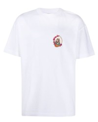 T-shirt girocollo ricamata bianca di Palm Angels