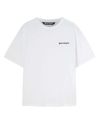 T-shirt girocollo ricamata bianca di Palm Angels