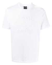 T-shirt girocollo ricamata bianca di Paul & Shark
