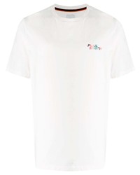 T-shirt girocollo ricamata bianca di Paul Smith