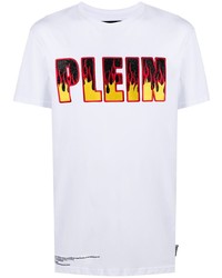 T-shirt girocollo ricamata bianca di Philipp Plein