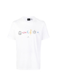 T-shirt girocollo ricamata bianca di Ps By Paul Smith