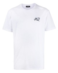 T-shirt girocollo ricamata bianca di Raf Simons