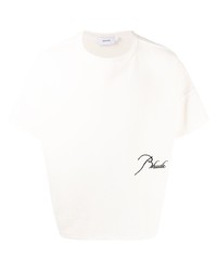 T-shirt girocollo ricamata bianca di Rhude