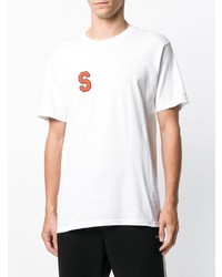 T-shirt girocollo ricamata bianca di Stussy