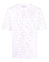 T-shirt girocollo ricamata bianca di Salvatore Ferragamo