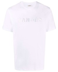 T-shirt girocollo ricamata bianca di Sandro