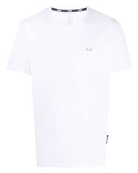 T-shirt girocollo ricamata bianca di Sun 68