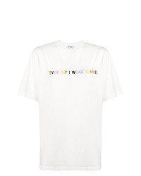 T-shirt girocollo ricamata bianca di Sunnei